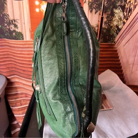 Balenciaga Motocross Classic Day Hobo Leather Bag, Authentic, Studded, Large π - Picture 6 of 16